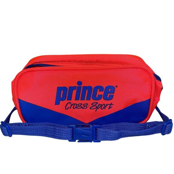 NEW Vintage 80s Prince Tennis Fanny Pack Belt Waist Hip Bag Neon Red Blue Retro - Picture 1 of 8
